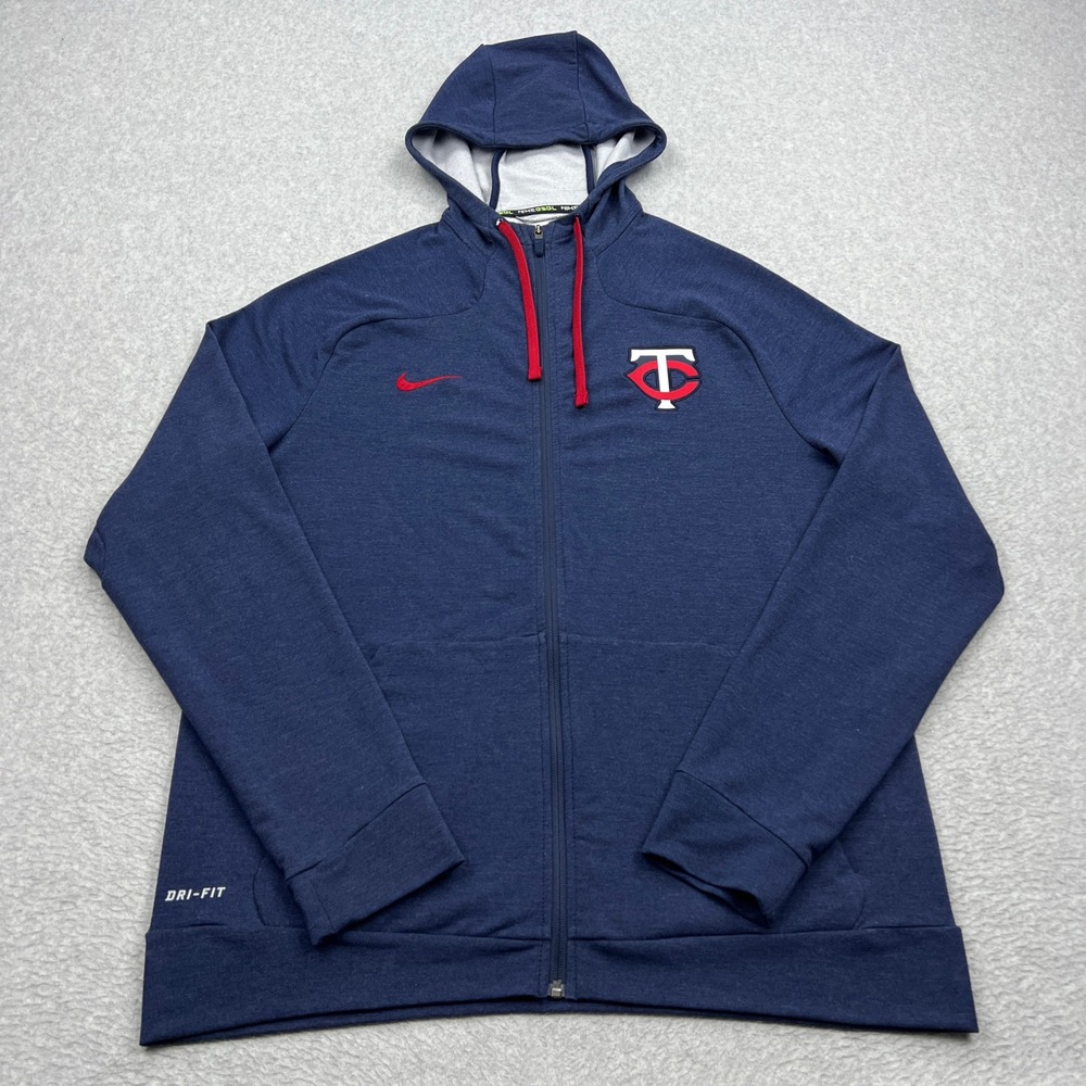 Nike Minnesota Twins Full Zip Hoodie‎ Mens Large Navy MLB Dri-Fit 32759X